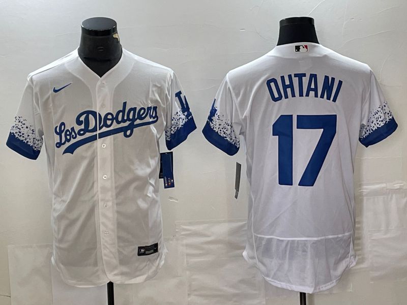 Men Los Angeles Dodgers 17 Ohtani White Nike Elite MLB Jersey style 3